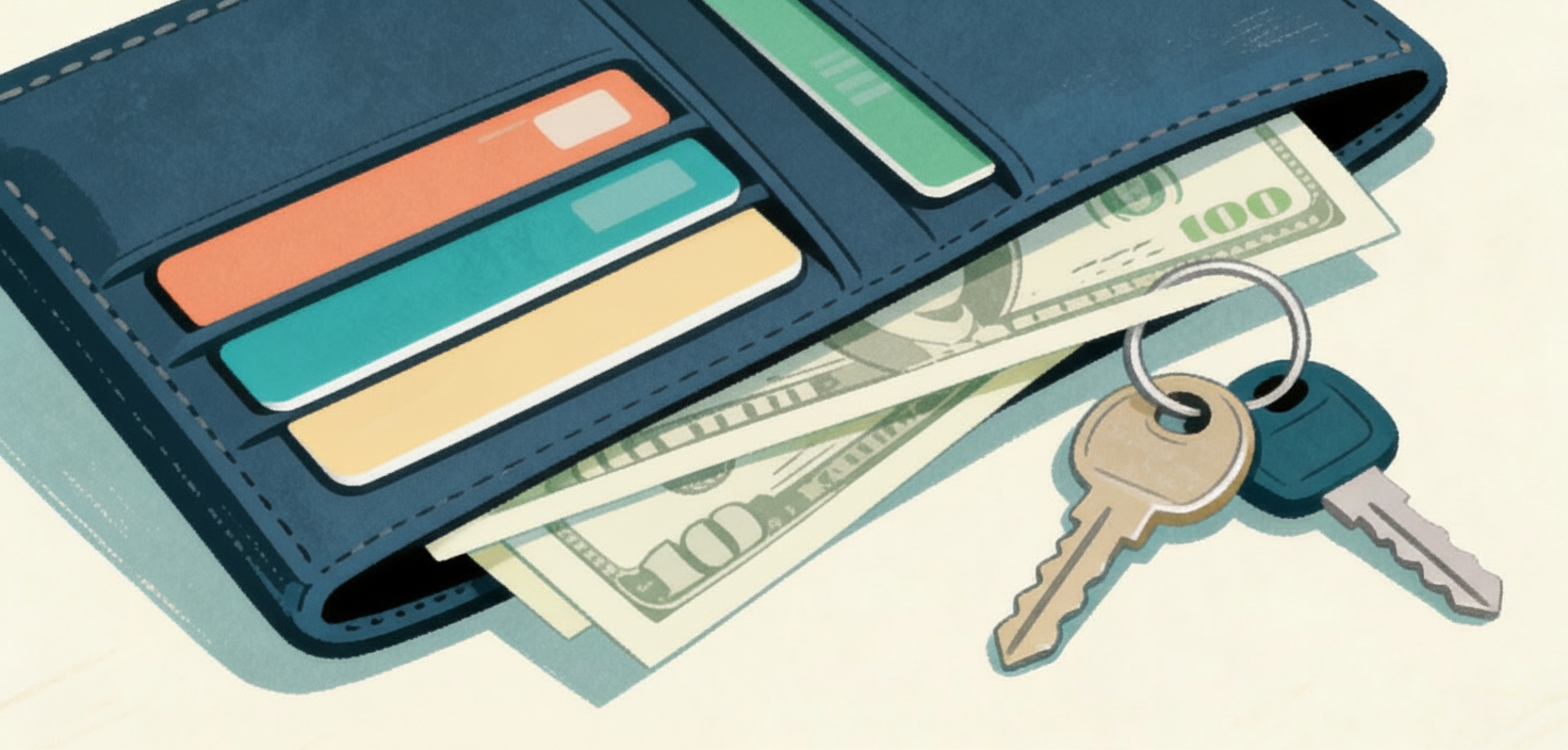 Wallet with cash and cards